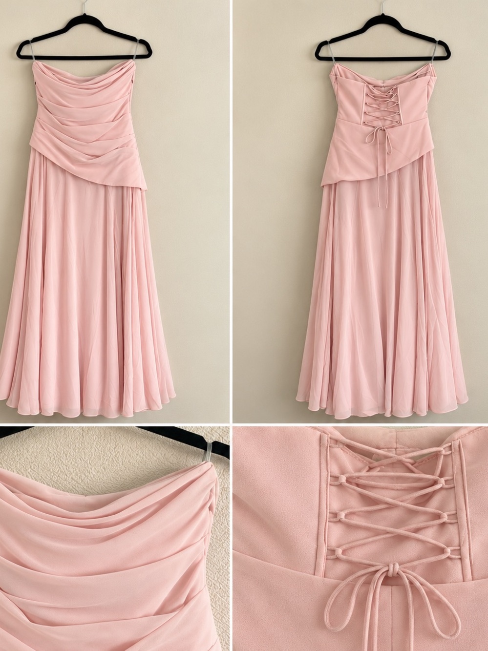 Babyboo Blush Pink Strapless Corset Maxi Dress Size L NWT